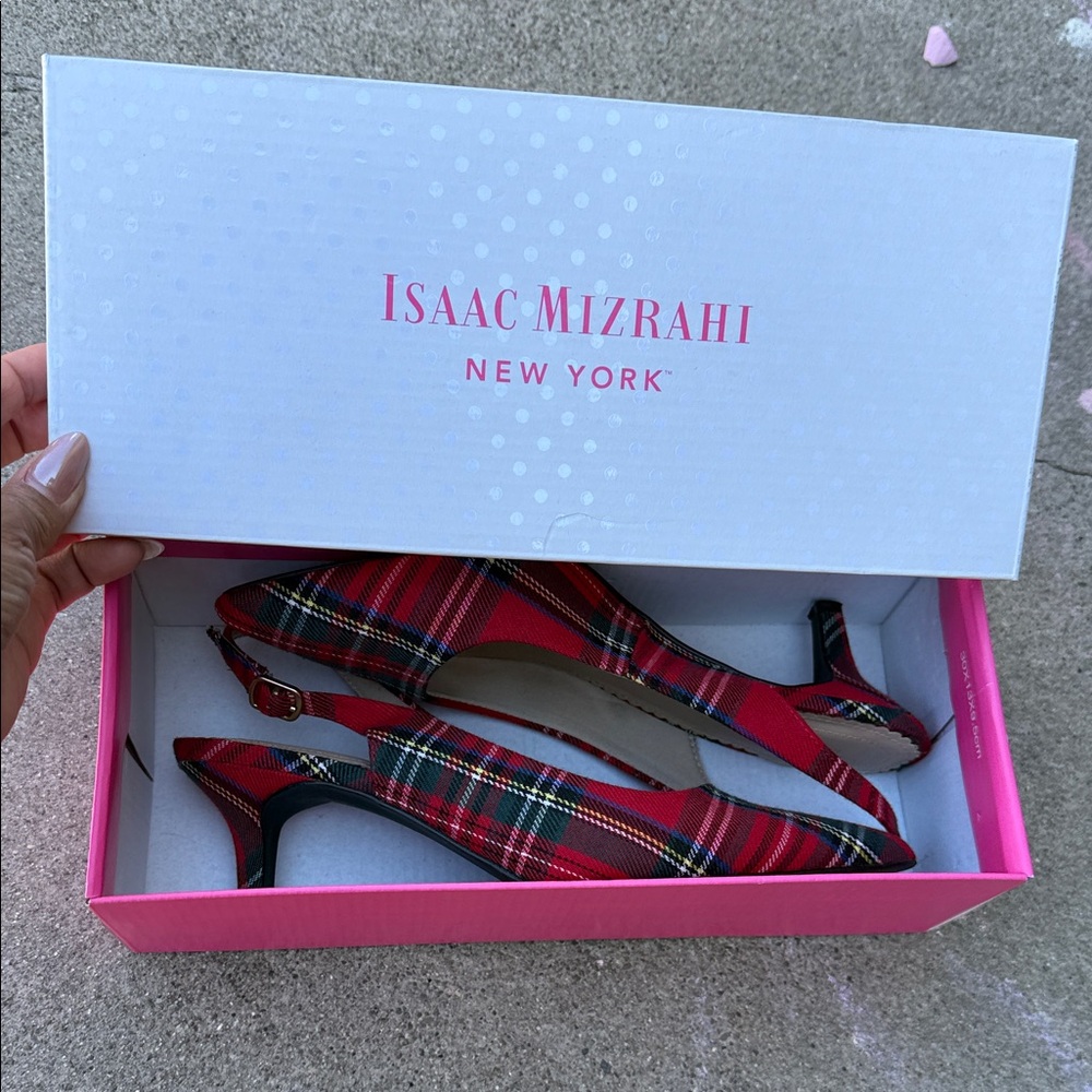Isaac Mizrahi Red Plaid Heels